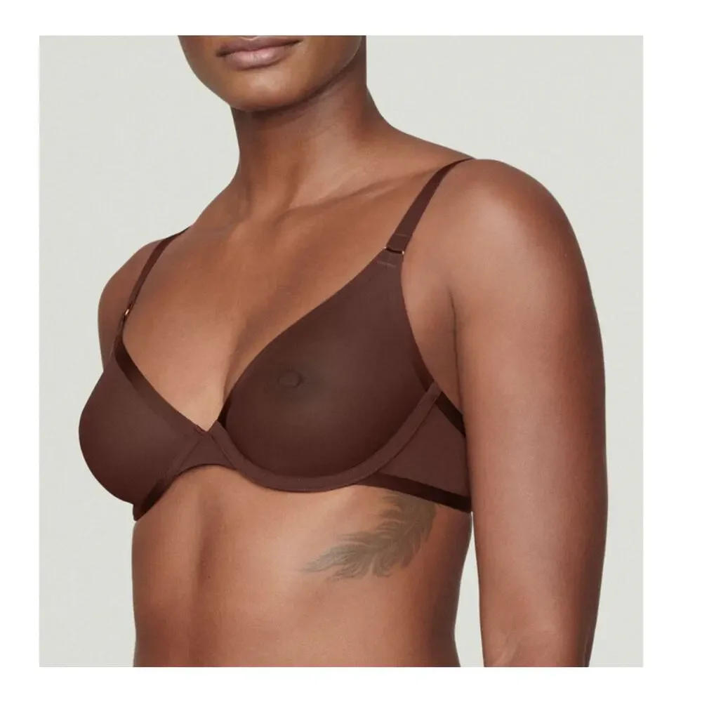 NWT Cuup 38G (4D) The Plunge Mesh espresso brown bra - Picture 2 of 14